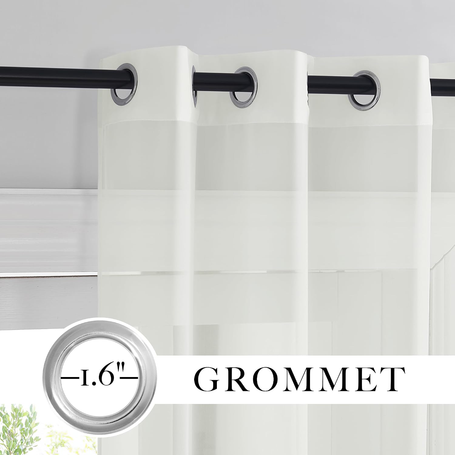 Ivory Grommet Voile Sheer Curtains
