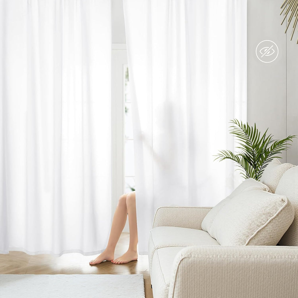 White Privacy Sheer Curtains