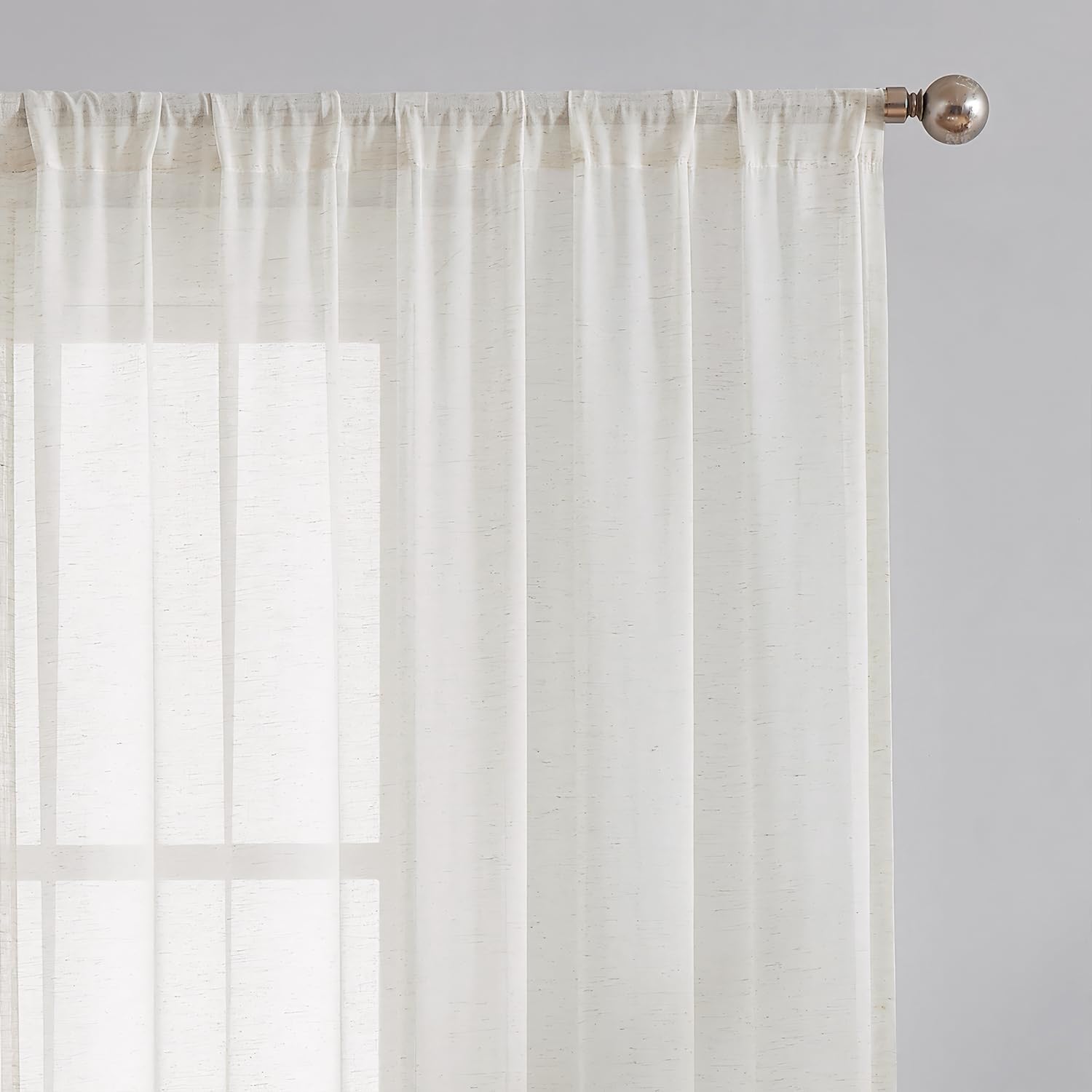 Beige Flax Linen Sheer Curtains
