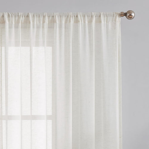 Beige Flax Linen Sheer Curtains