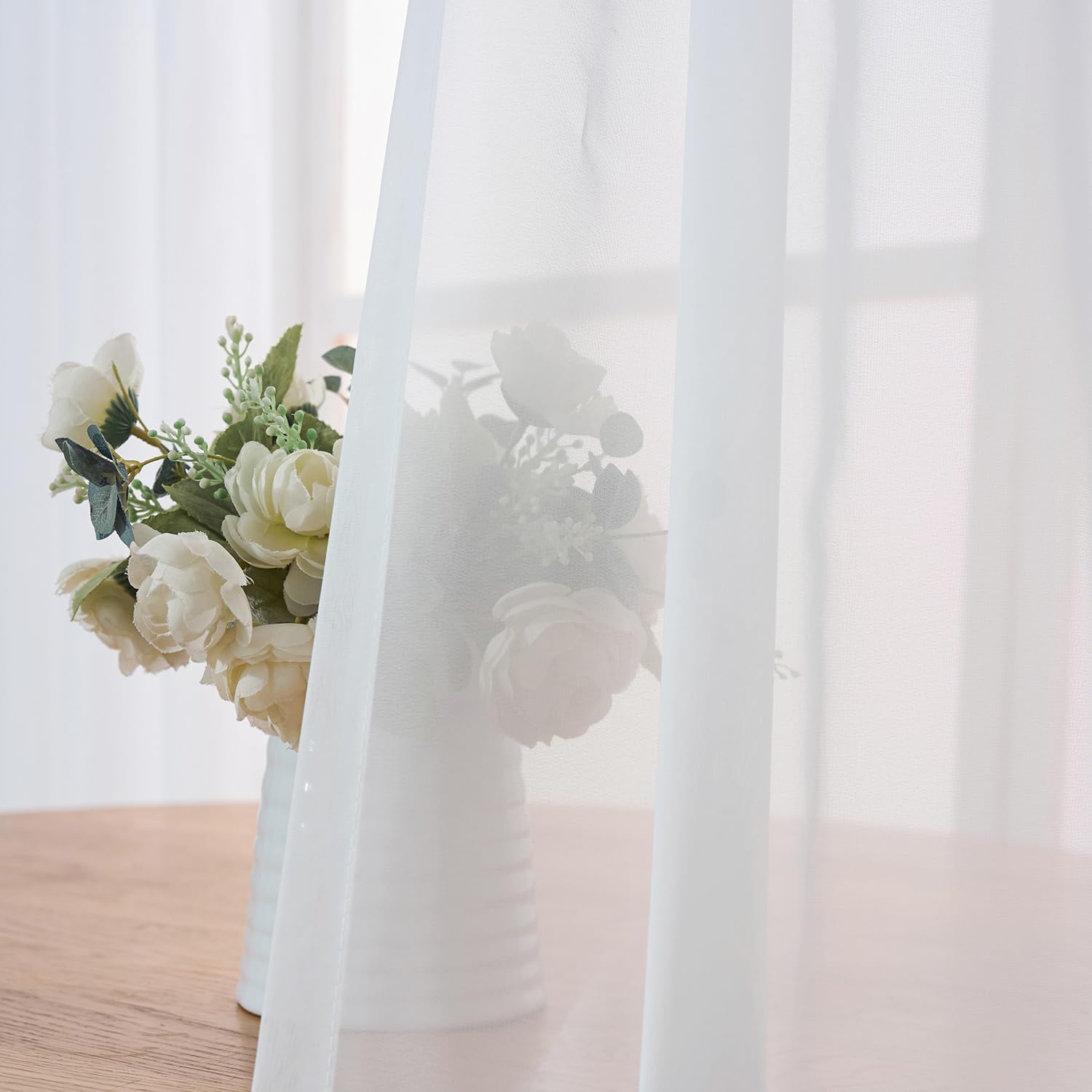 Pure White Pinch Pleated Sheer Curtains