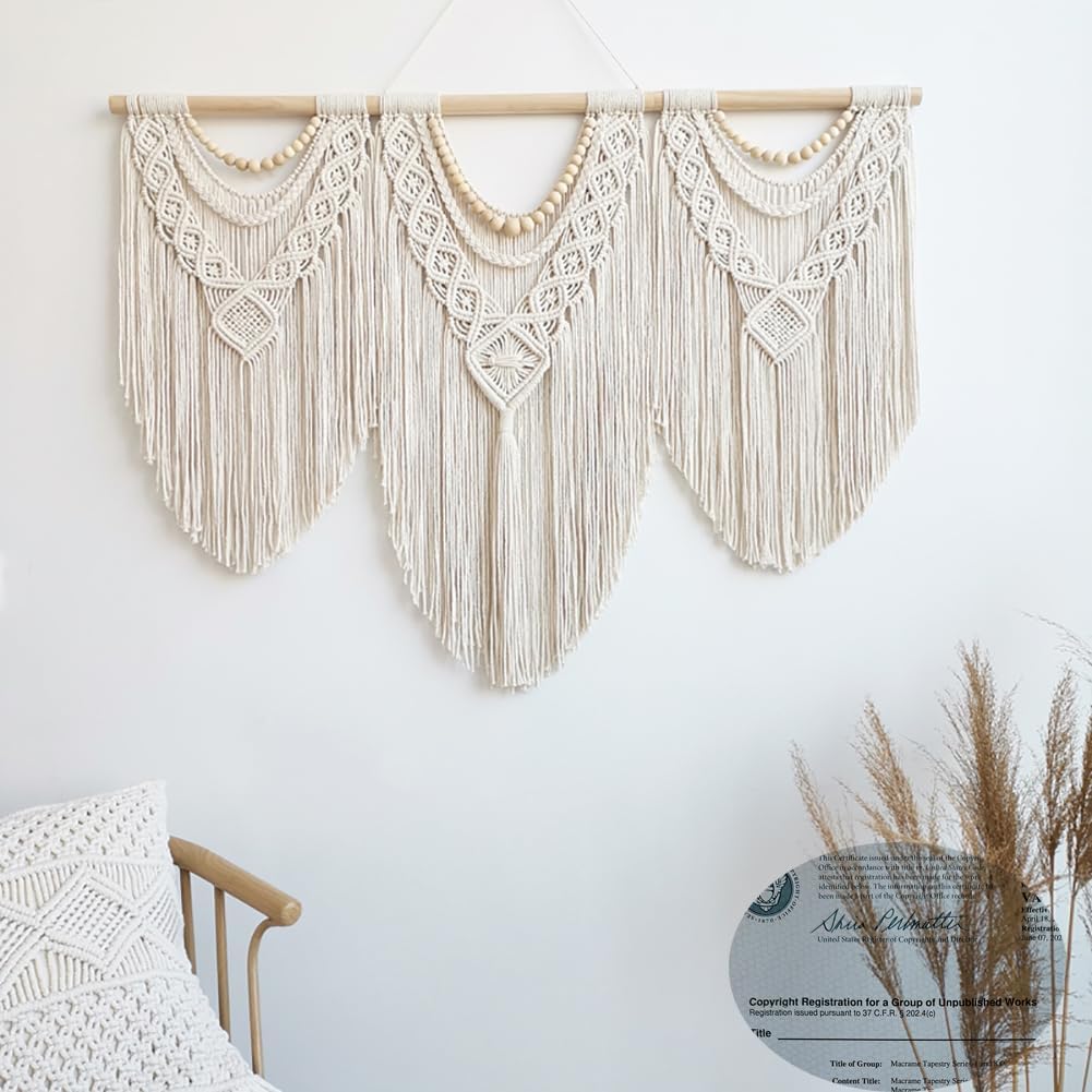 Wood Bead Macrame Wall Hanging
