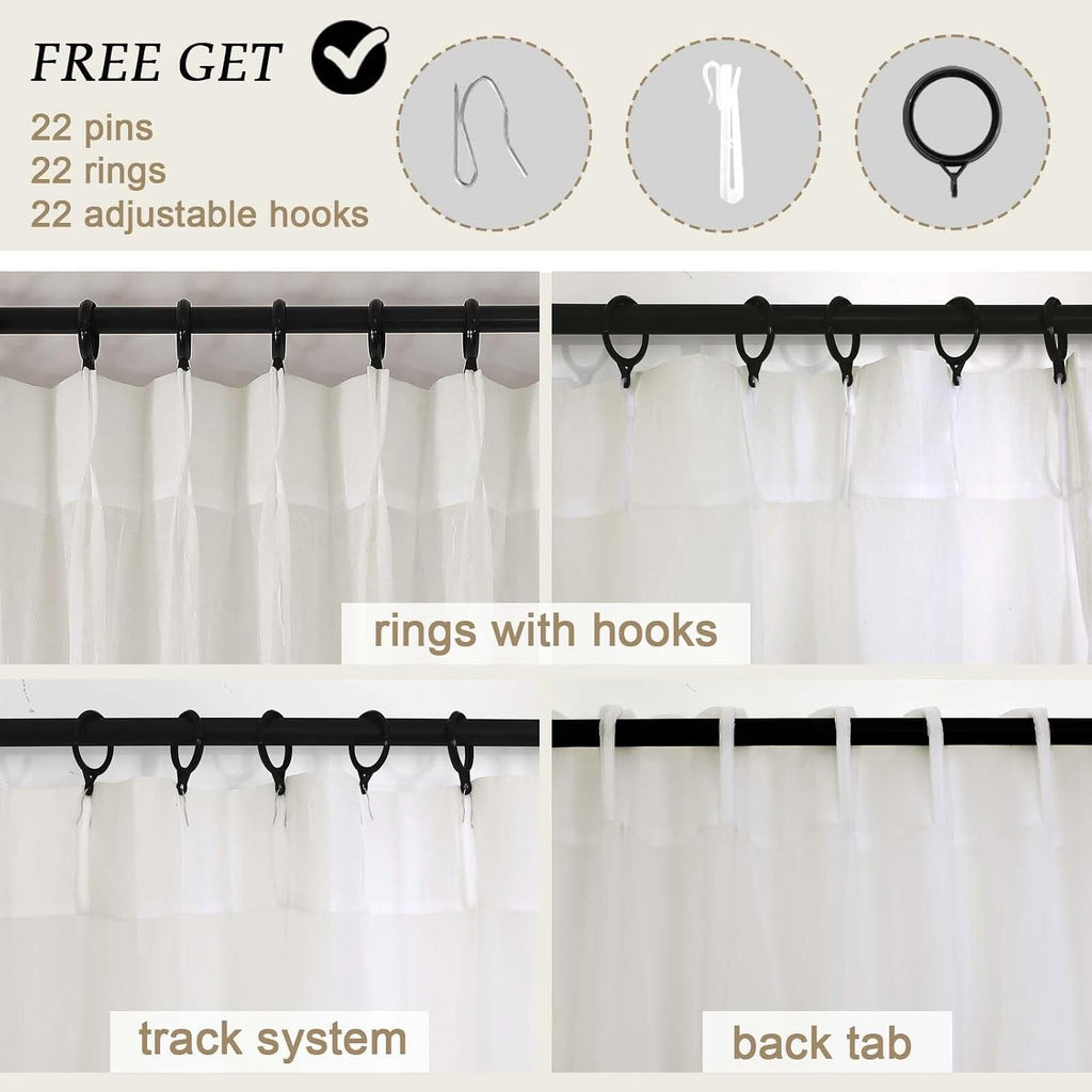 Ivory Pinch Pleated Crushed Sheer Curtains