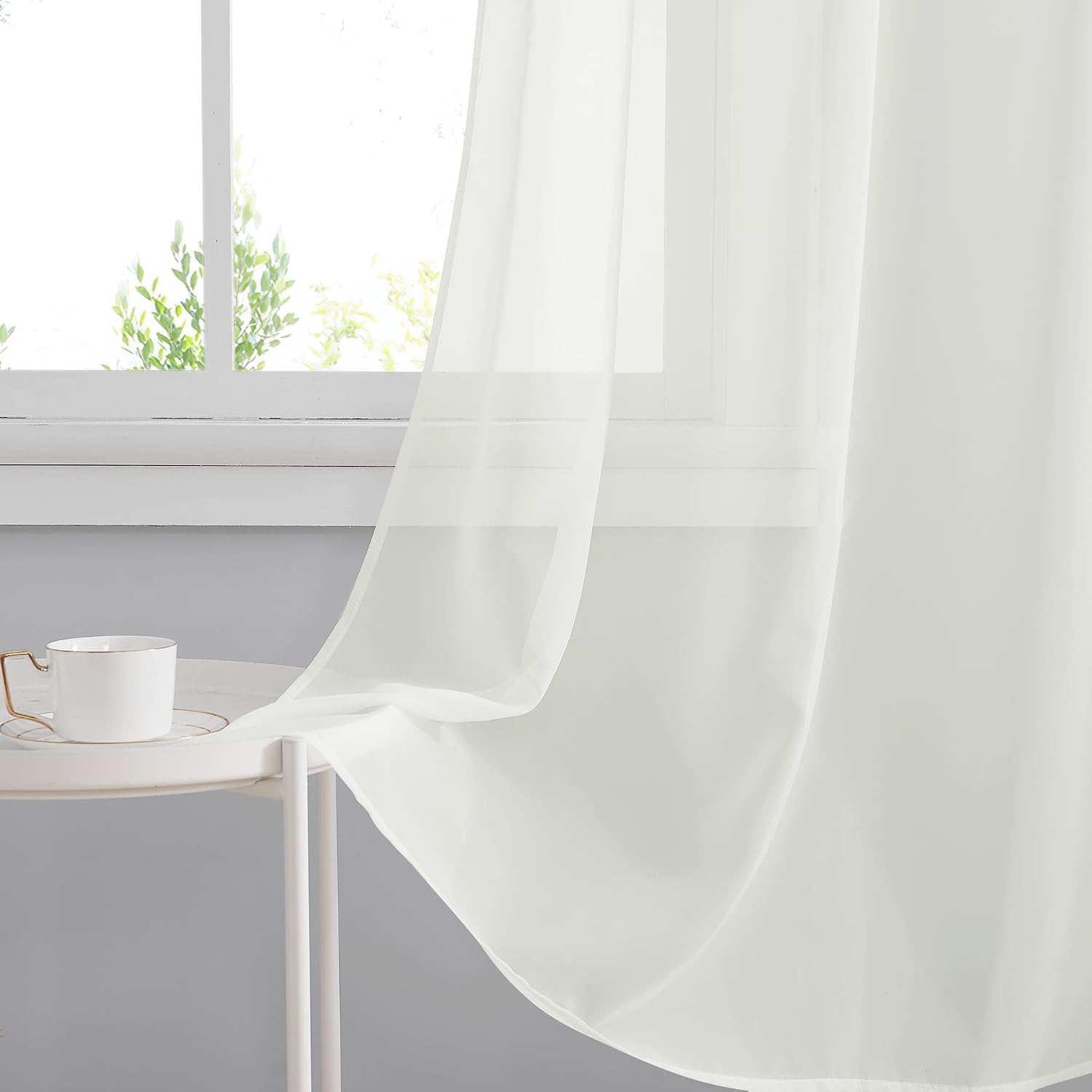 Ivory Grommet Voile Sheer Curtains