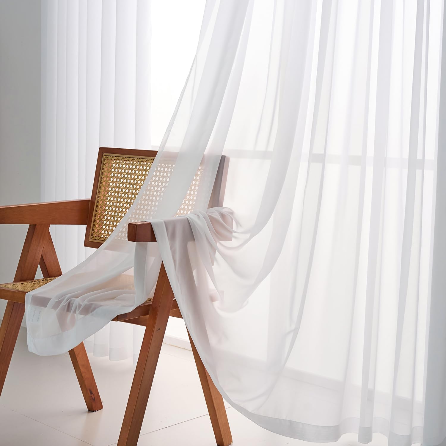 Pure White Pinch Pleated Sheer Curtains