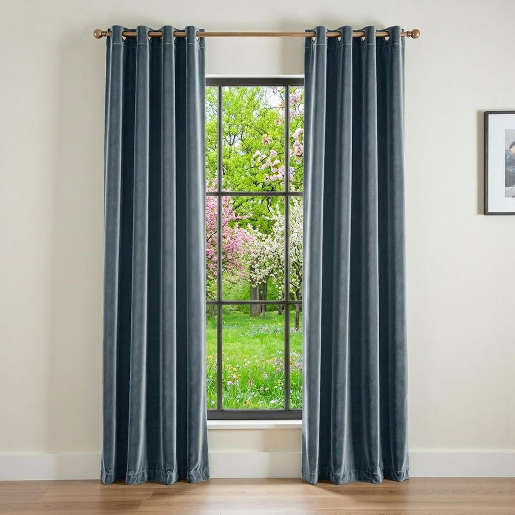 Dark Slate Velvet Curtains