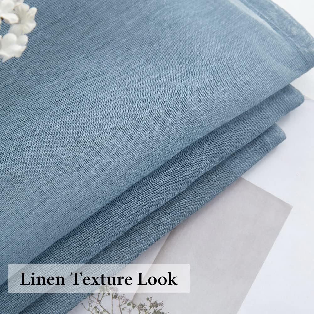 Dusty Blue Linen Textured Semi-Sheer Curtains