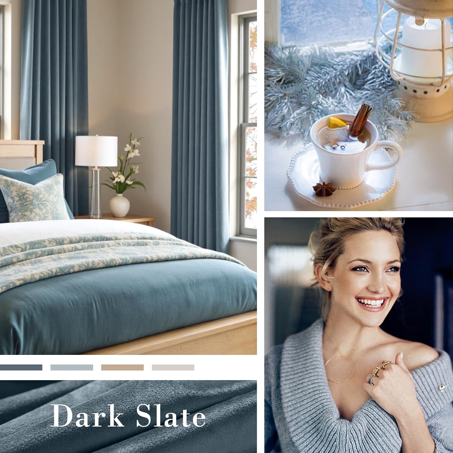 Dark Slate Velvet Curtains