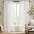 White Semi Sheer Textured Curtains