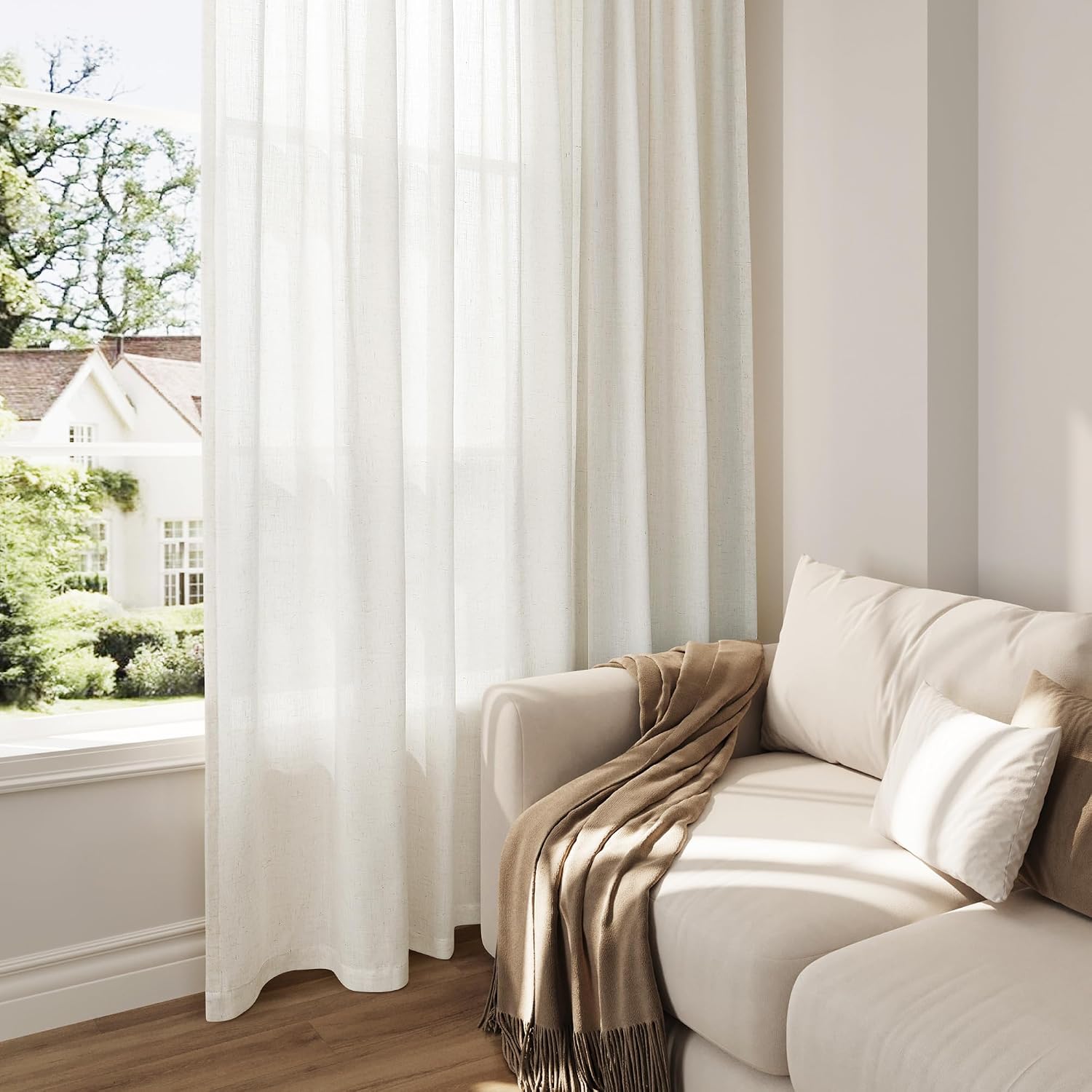 Ivory Linen Back Tab Curtains
