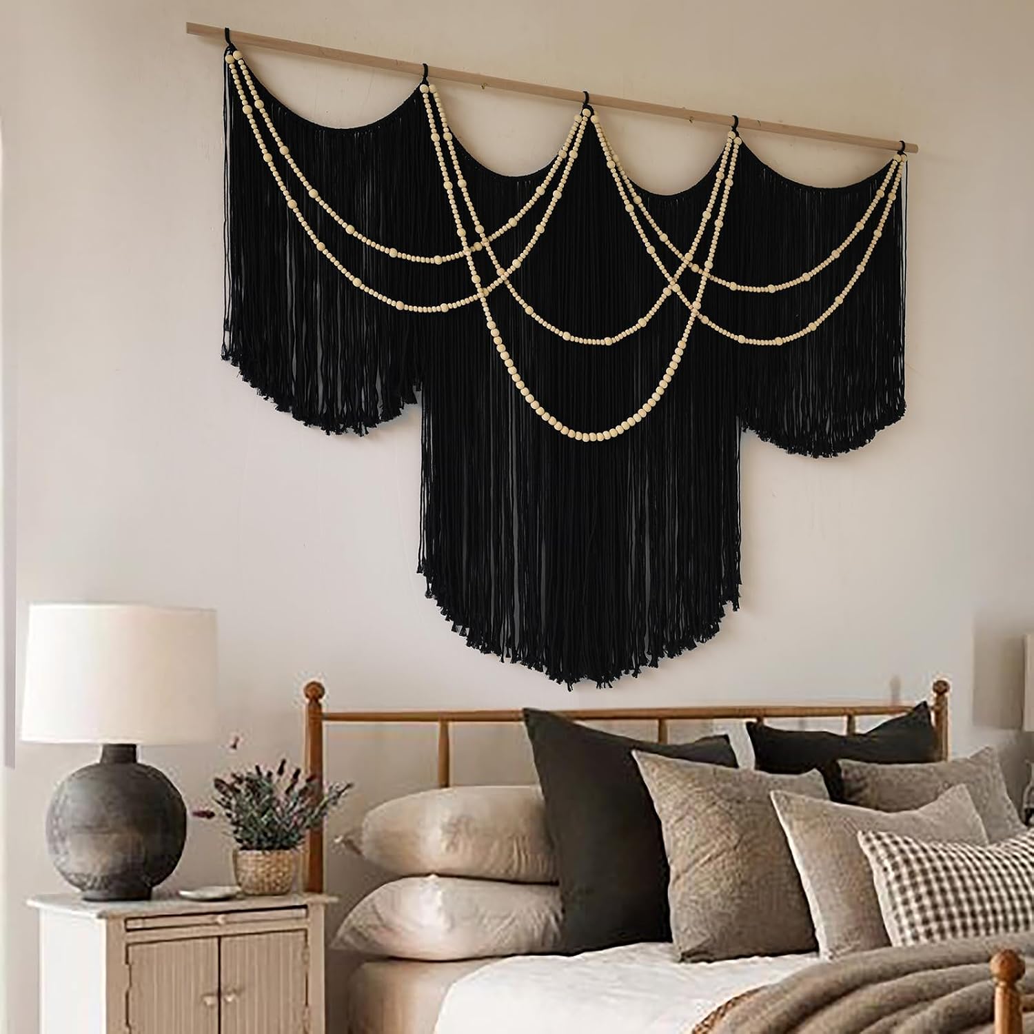 Black Boho Macrame Wall Hanging