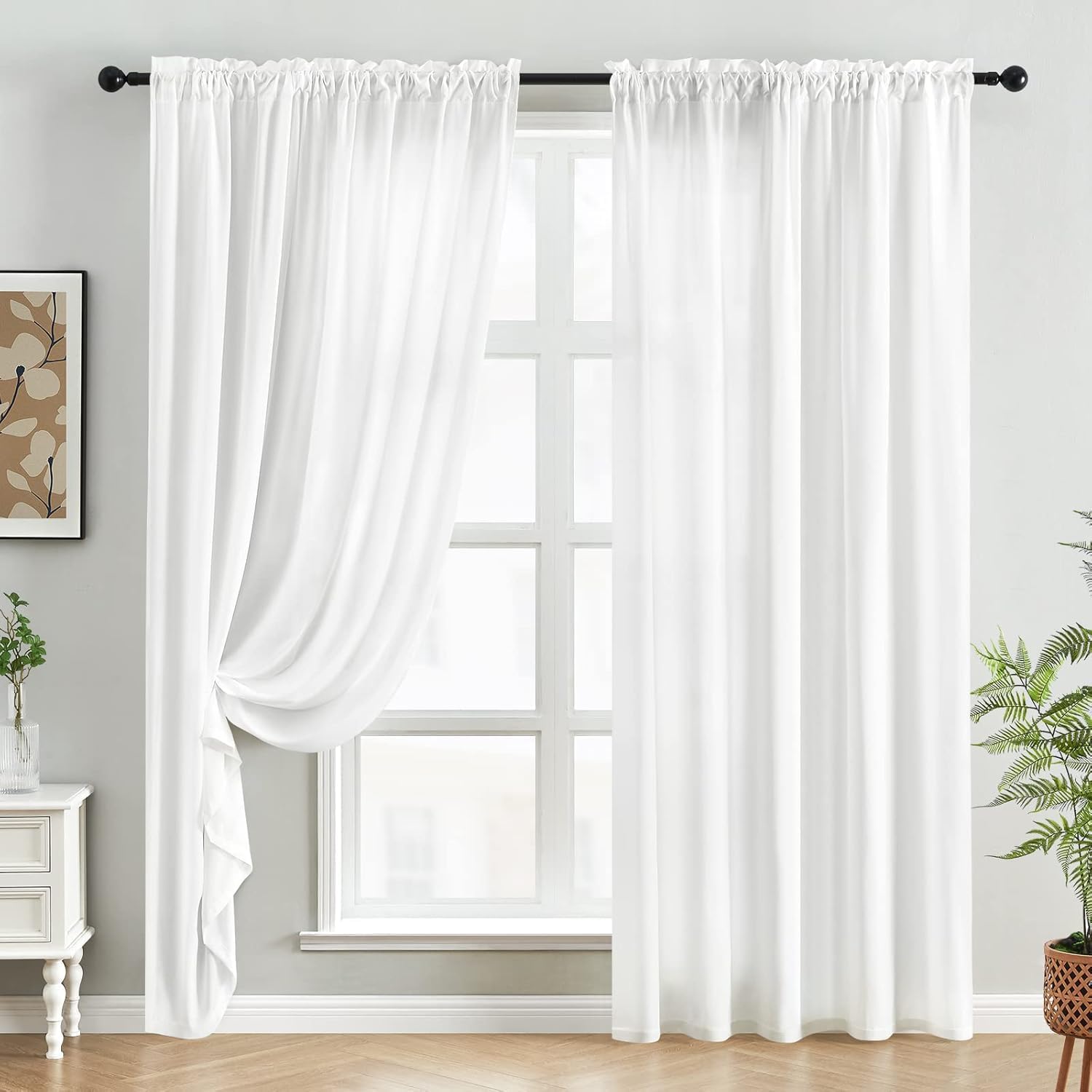 White Privacy Sheer Curtains