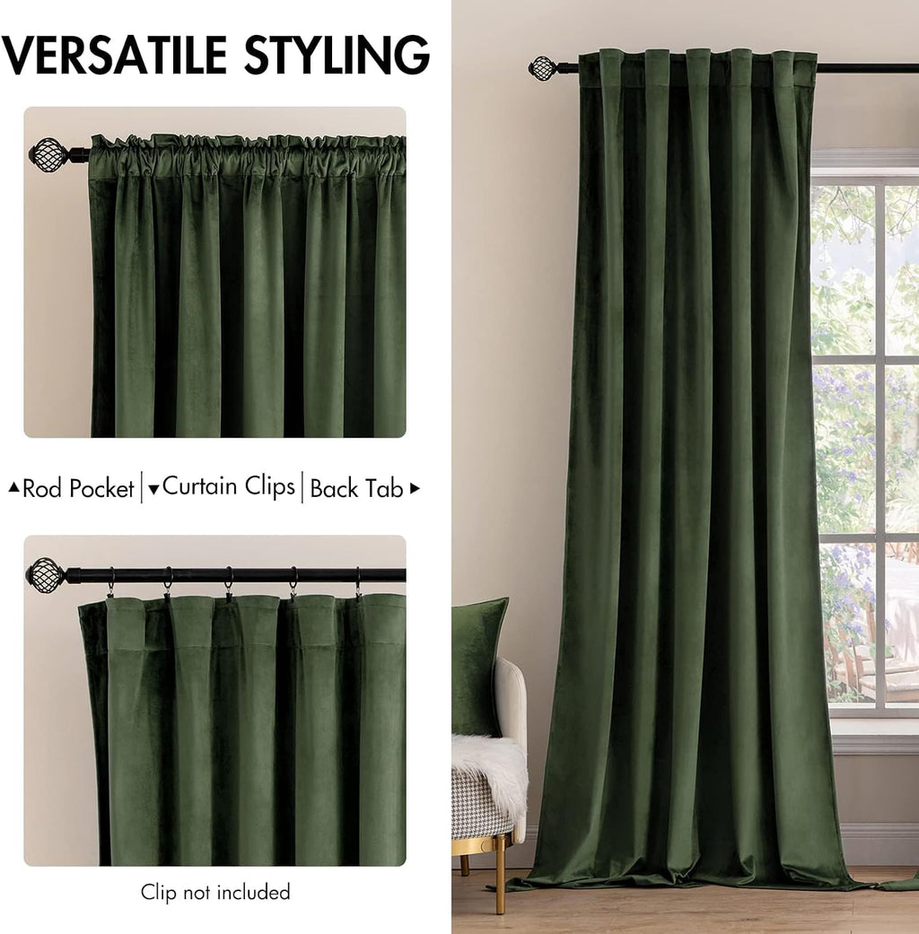 Olive Green Velvet Curtains