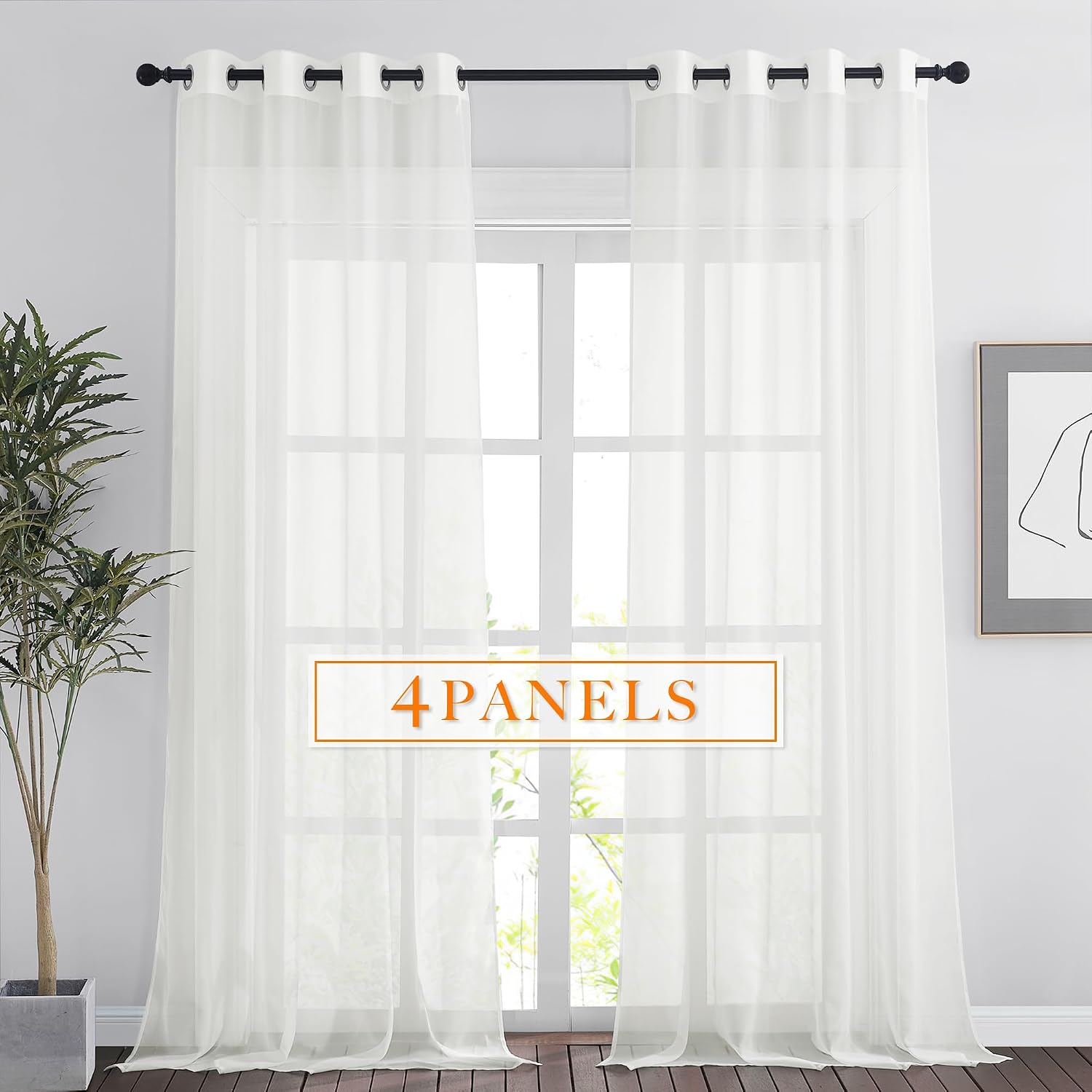 Ivory Grommet Voile Sheer Curtains