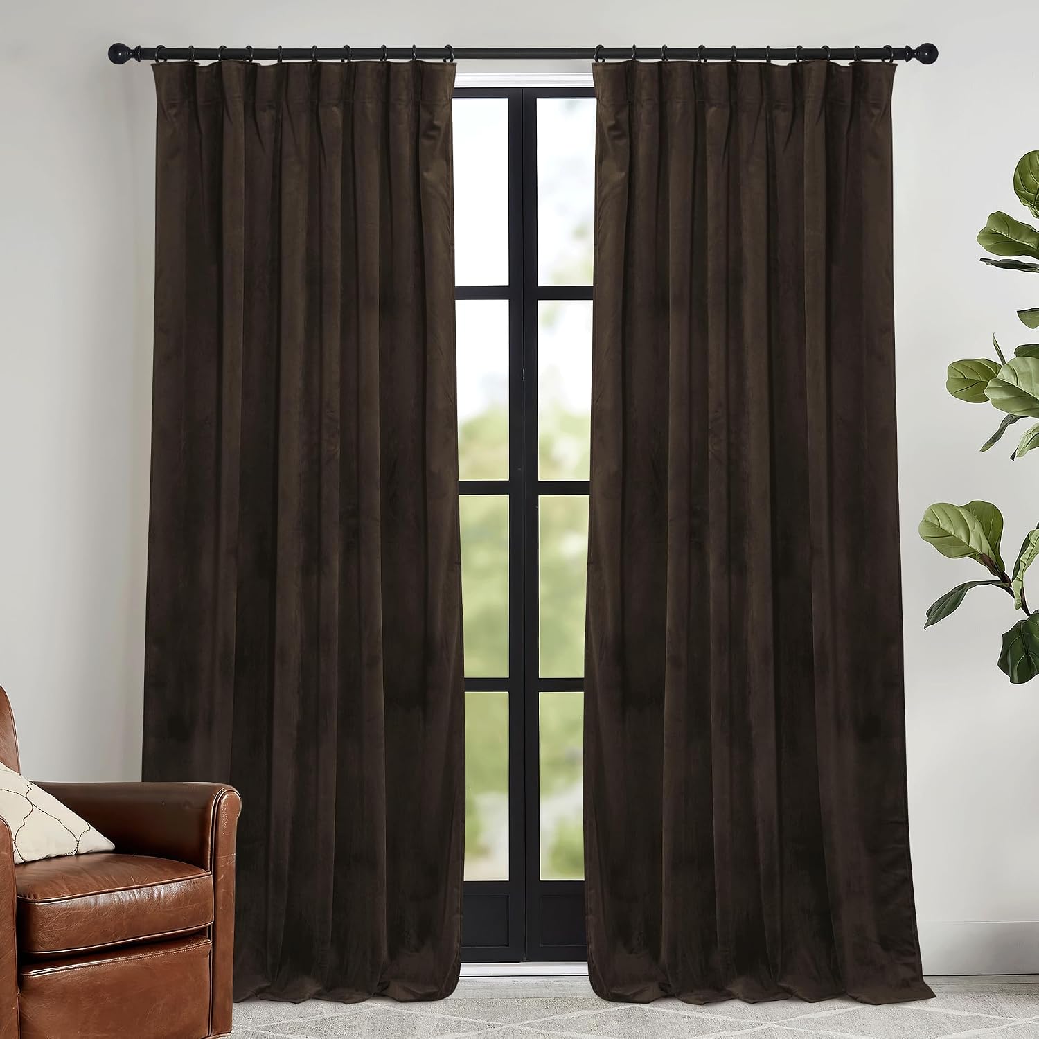 Brown Velvet Blackout Curtains