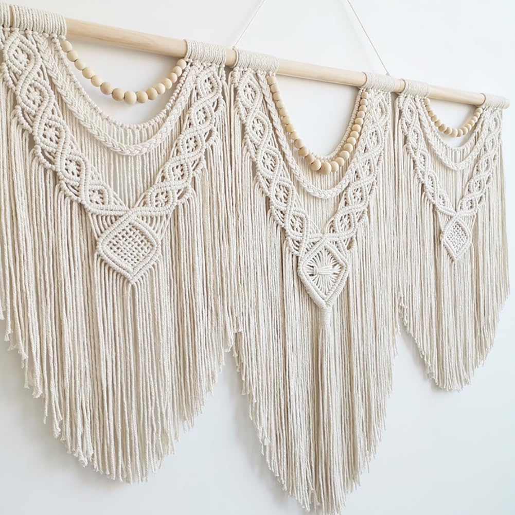 Wood Bead Macrame Wall Hanging