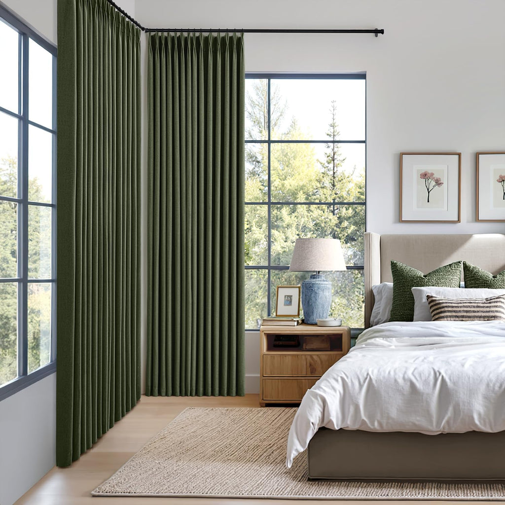 Olive Green Pinch Pleated Curtains