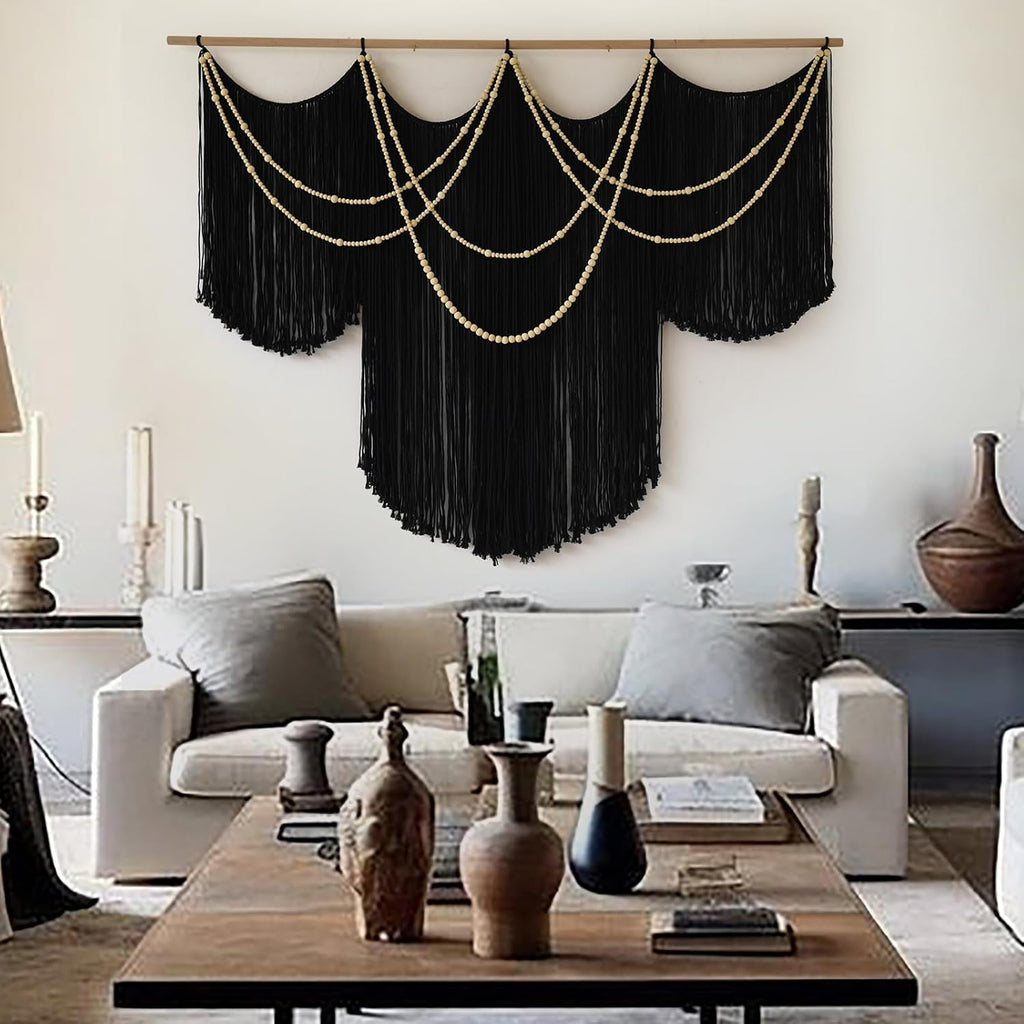 Black Boho Macrame Wall Hanging