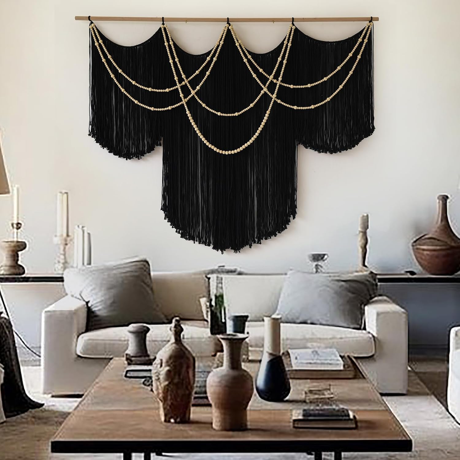 Black Boho Macrame Wall Hanging