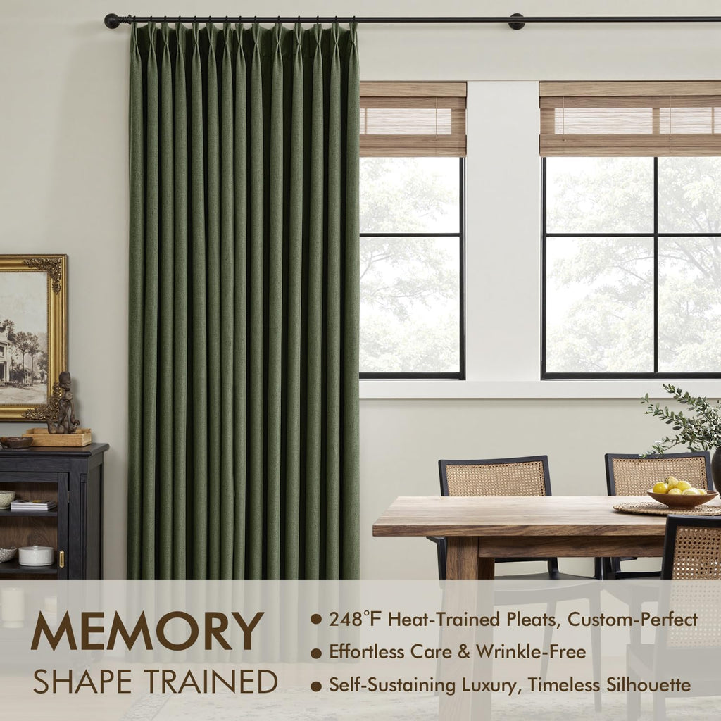 Olive Green Pinch Pleated Curtains