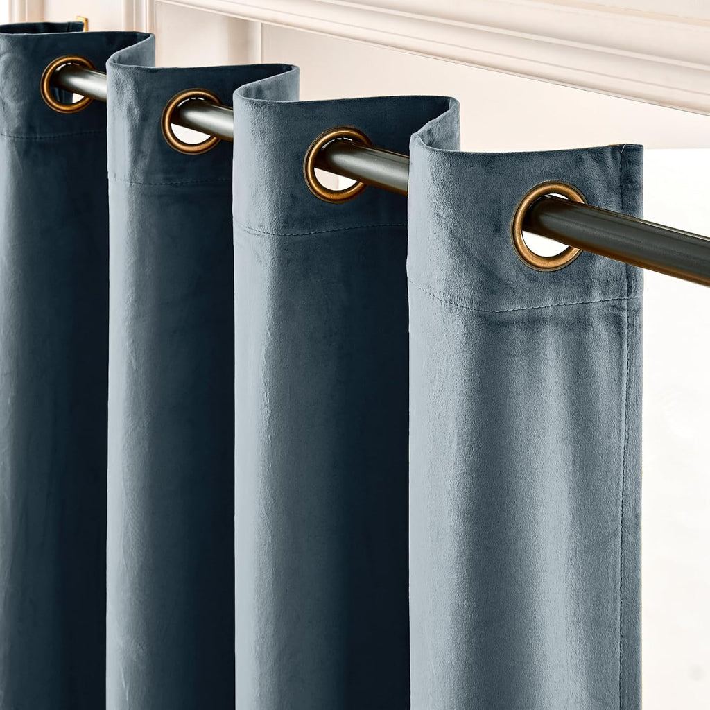 Dark Slate Velvet Curtains