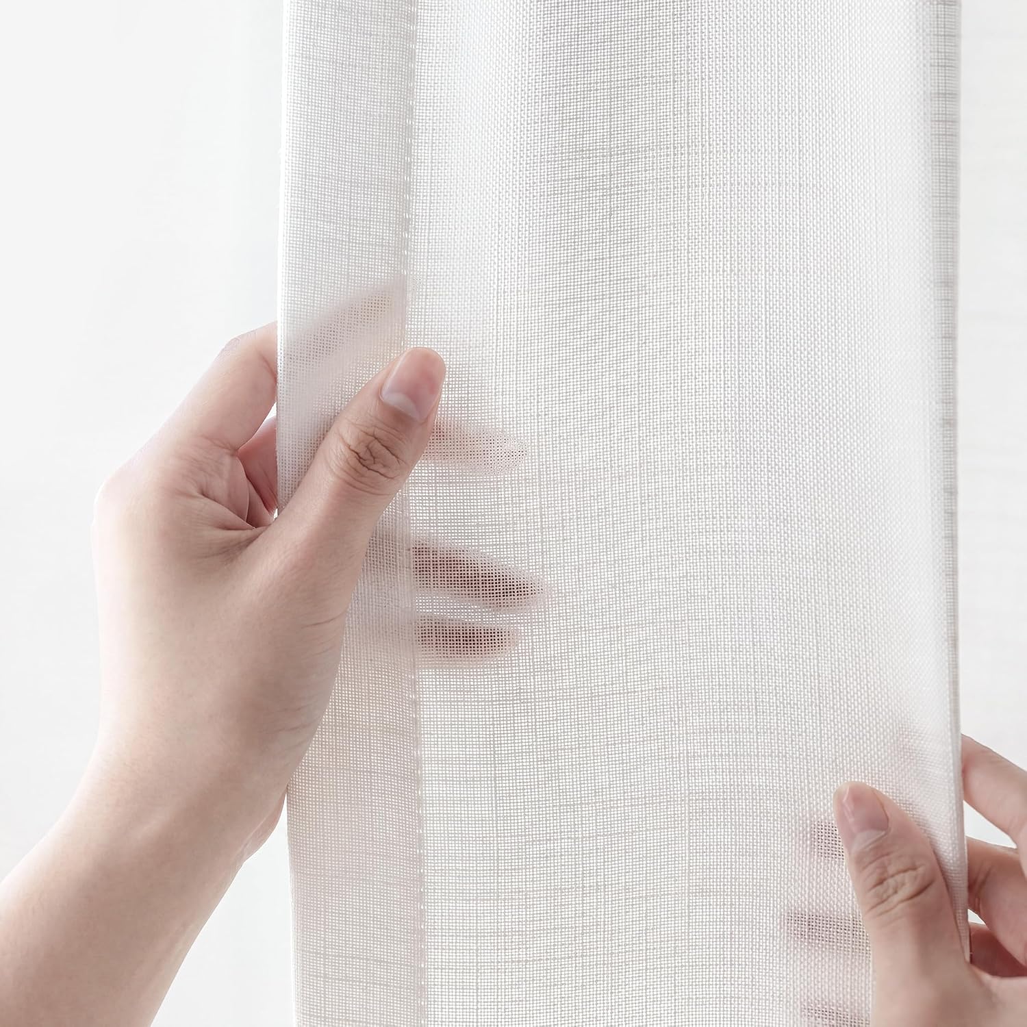 White Semi Sheer Textured Curtains