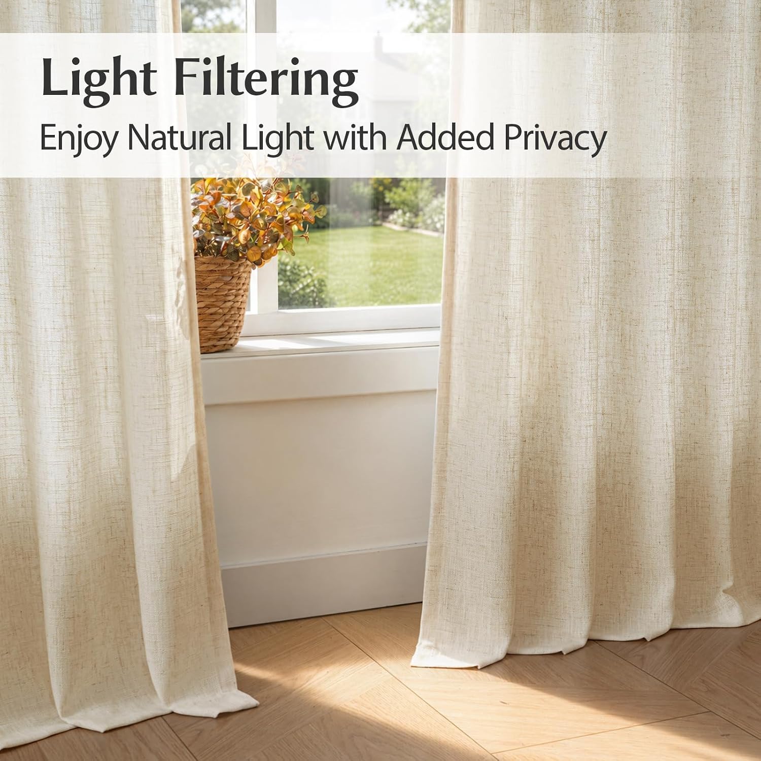 Cream Linen Pinch Pleated Semi Sheer Curtains
