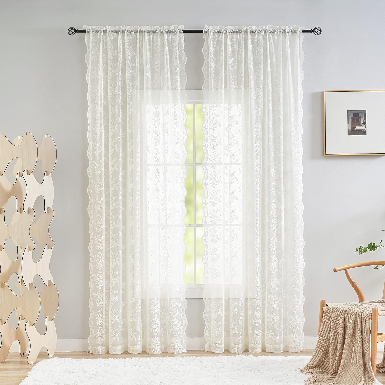 Ivory Vintage Lace Curtains