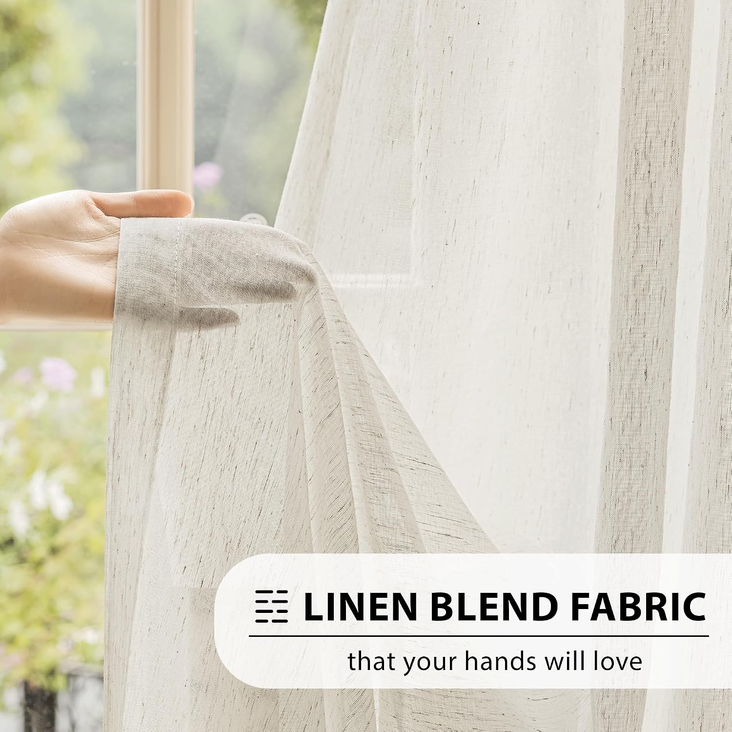 Beige Flax Linen Sheer Curtains