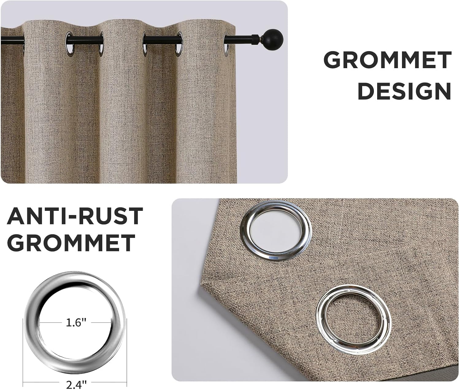 Faux Linen Blackout Curtains