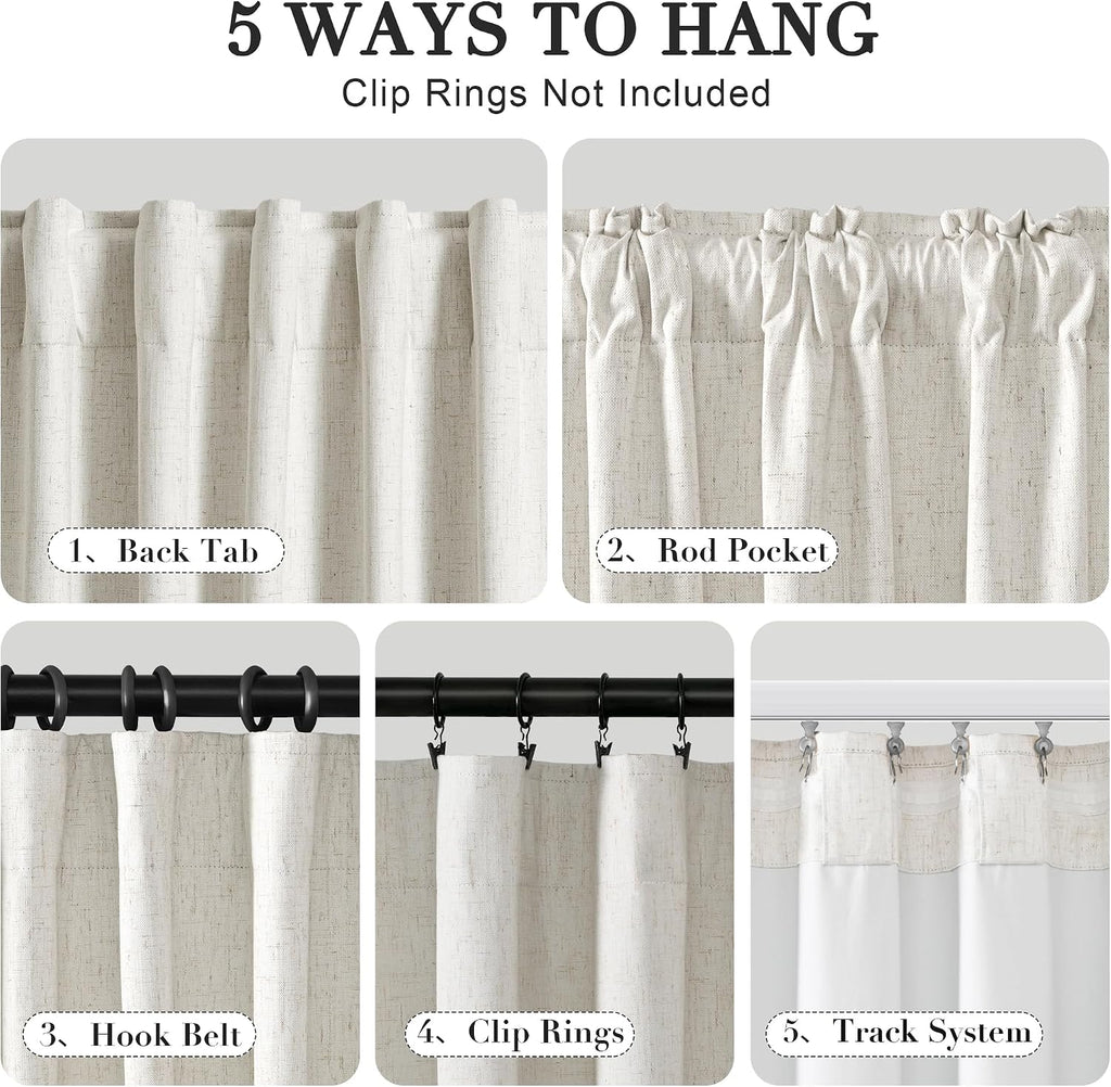 Cream Linen 100% Blackout Curtains