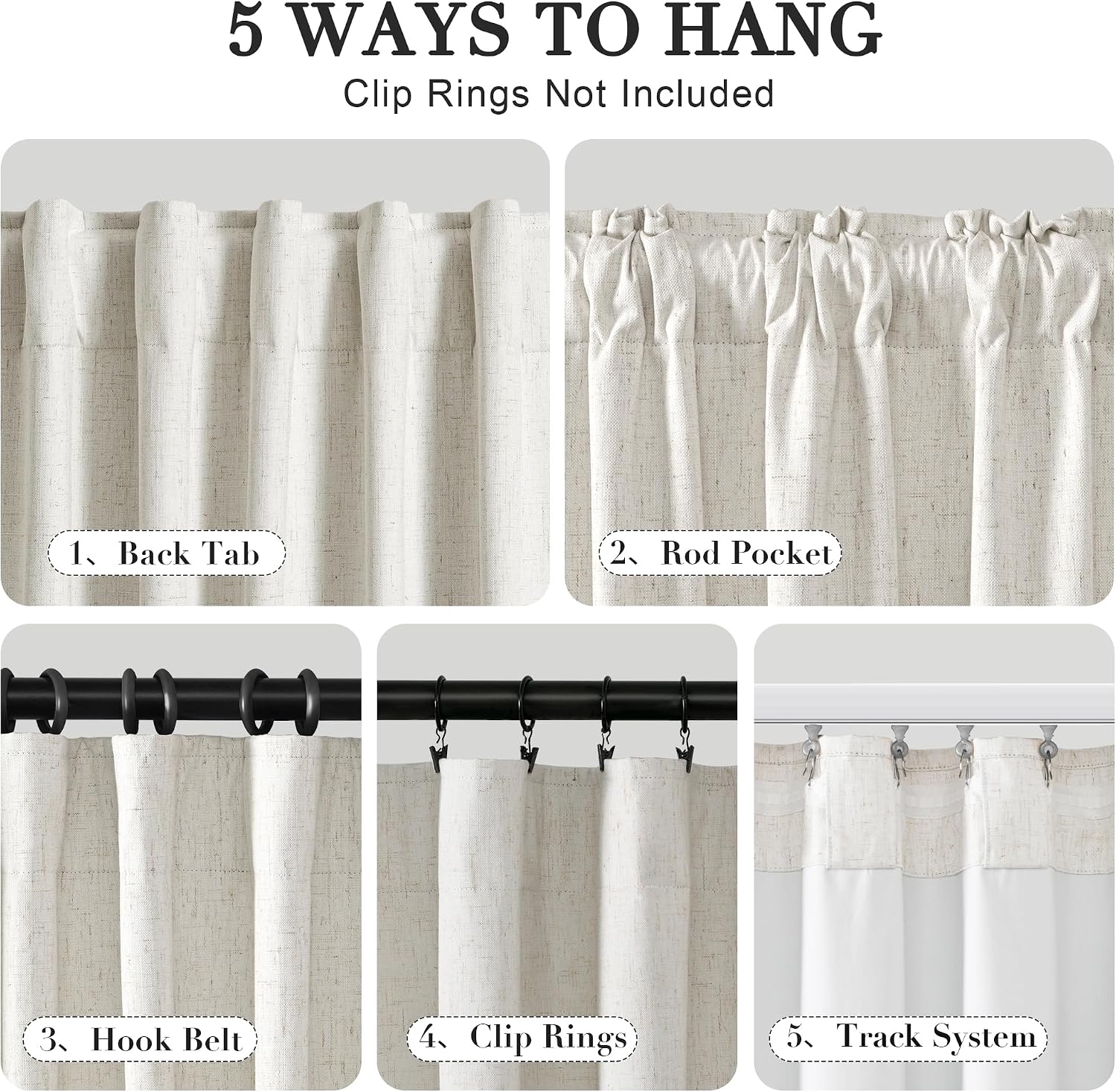 Cream Linen 100% Blackout Curtains