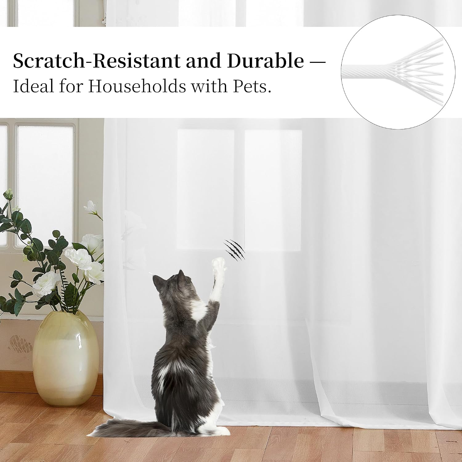 Extra Long White Grommet Semi Sheer Curtains