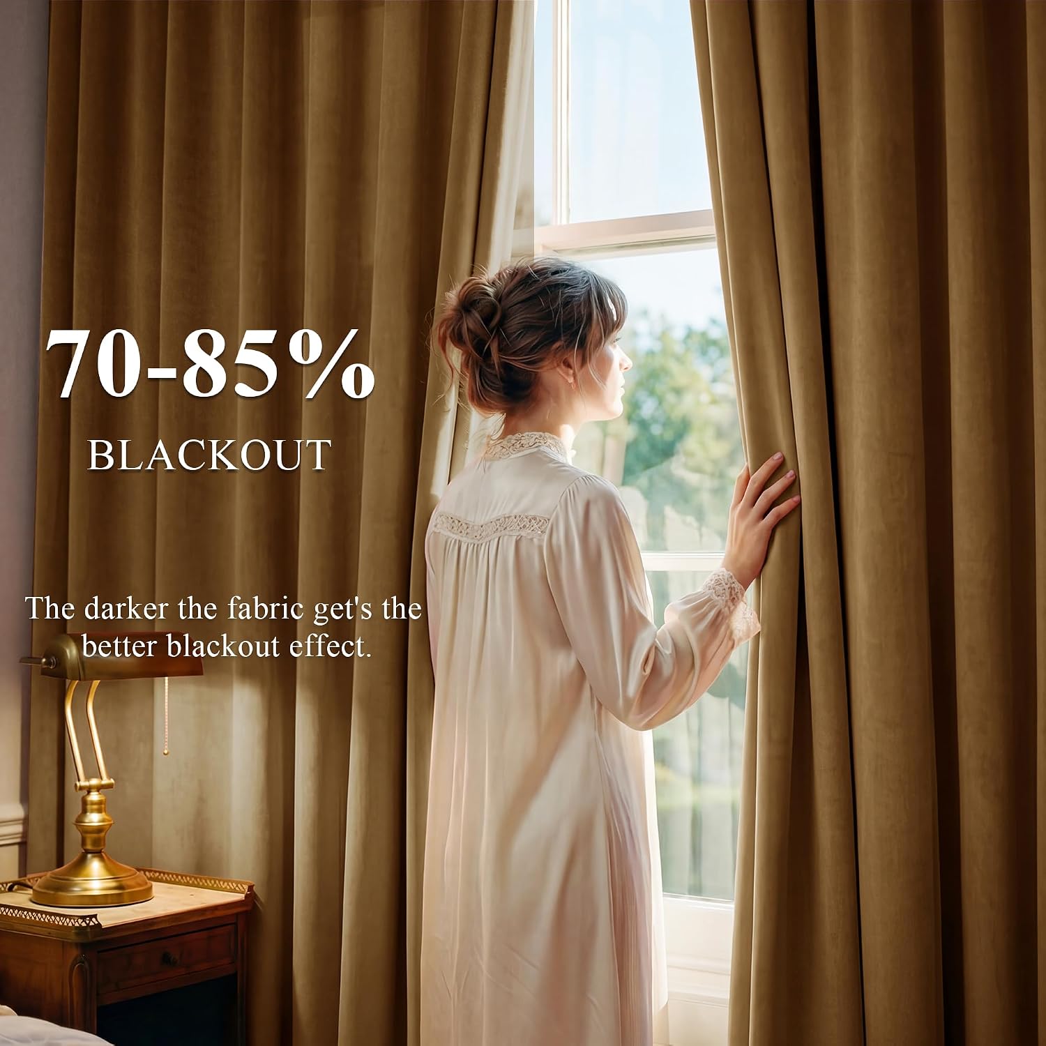 Gold Brown Velvet Blackout Curtains