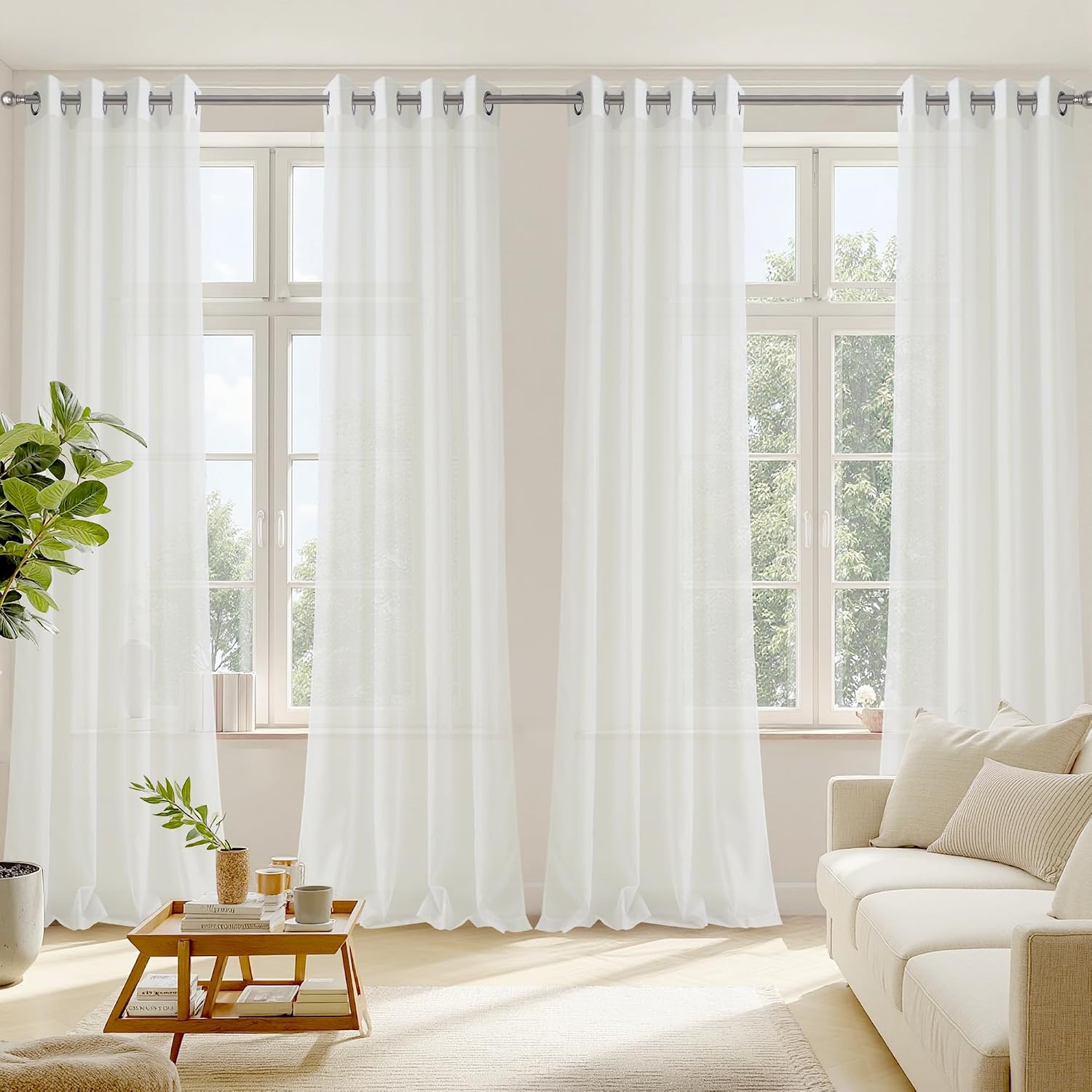 Ivory Grommet Voile Sheer Curtains