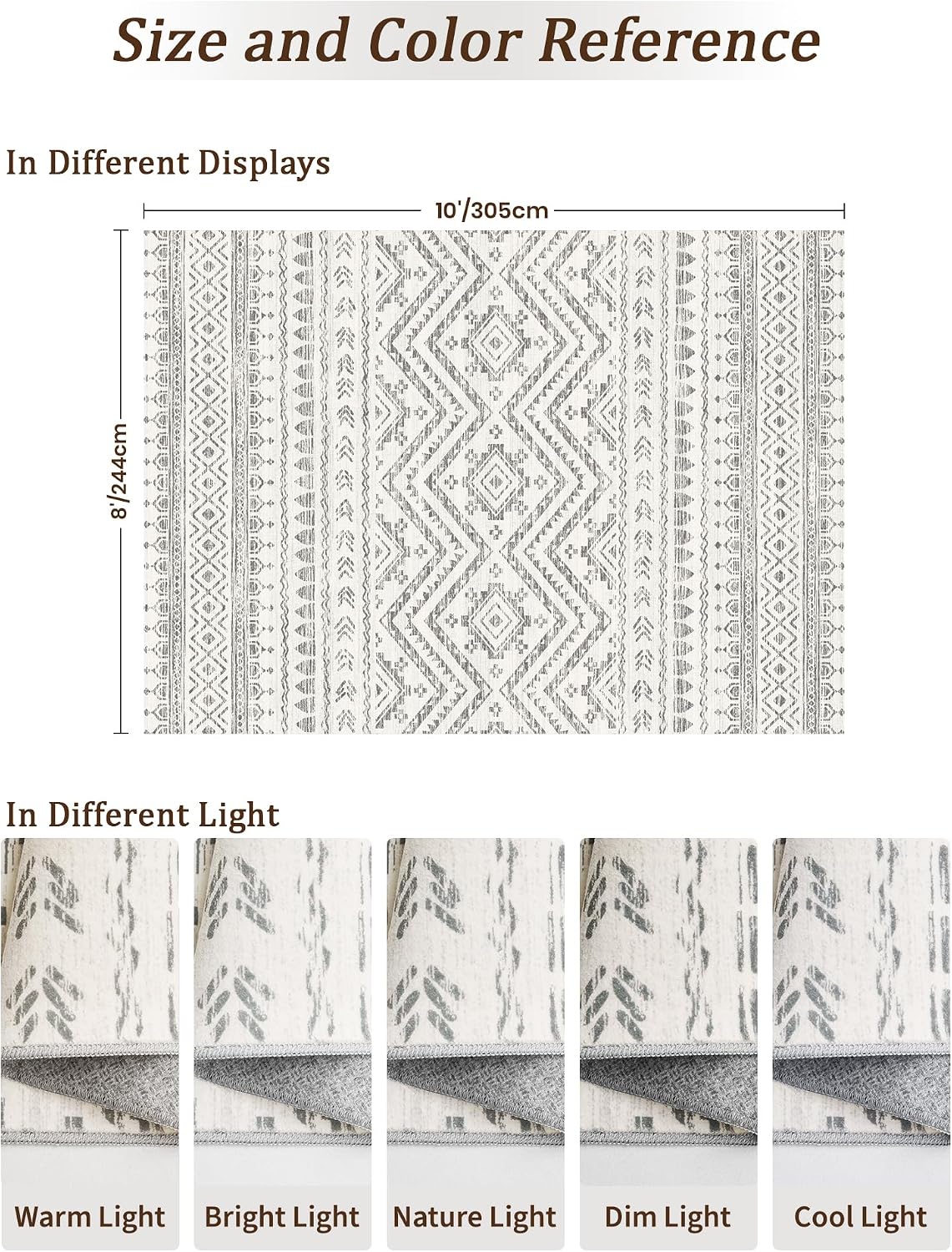 Moroccan Washable Grey Area Rug