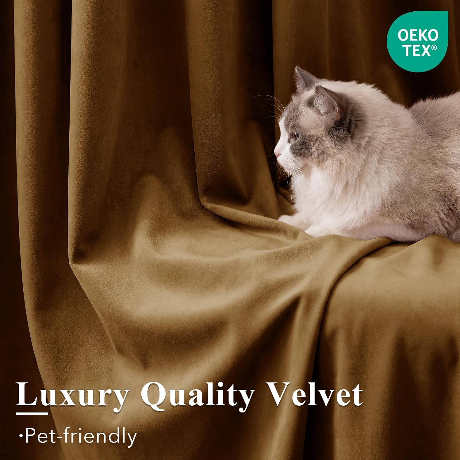 Gold Brown Velvet Blackout Curtains