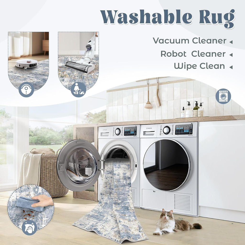Modern Abstract Washable Area Rug