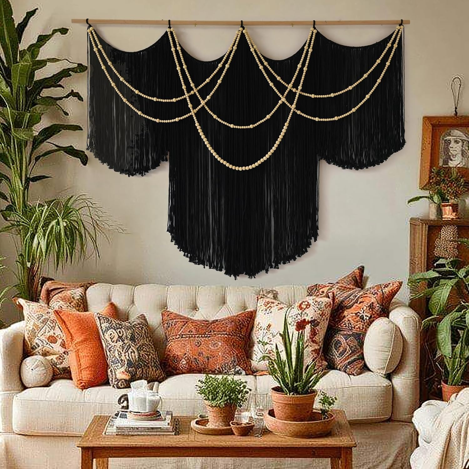 Black Boho Macrame Wall Hanging