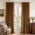 Gold Brown Velvet Blackout Curtains