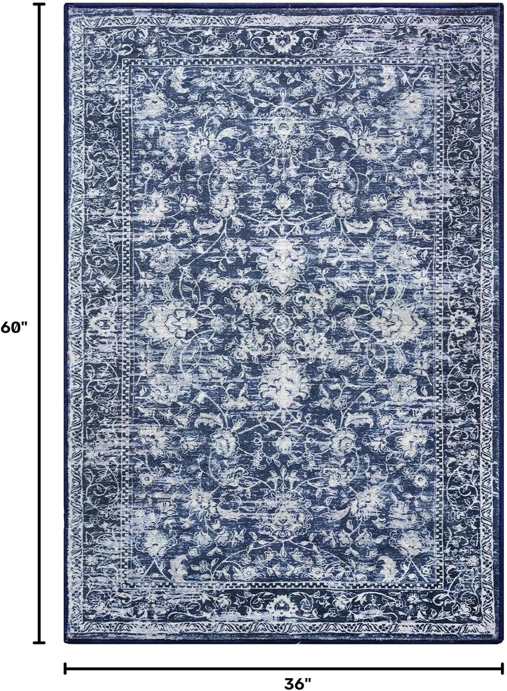 Floral Washable Non Slip Area Rug