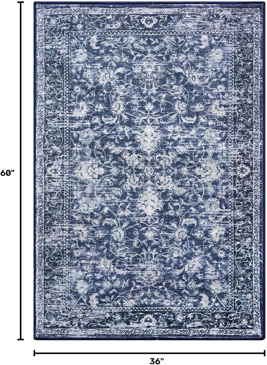 Floral Washable Non Slip Area Rug