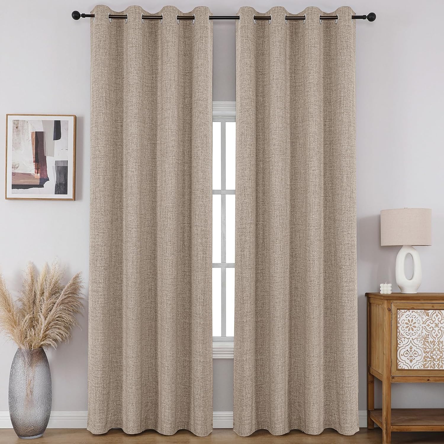 Faux Linen Blackout Curtains
