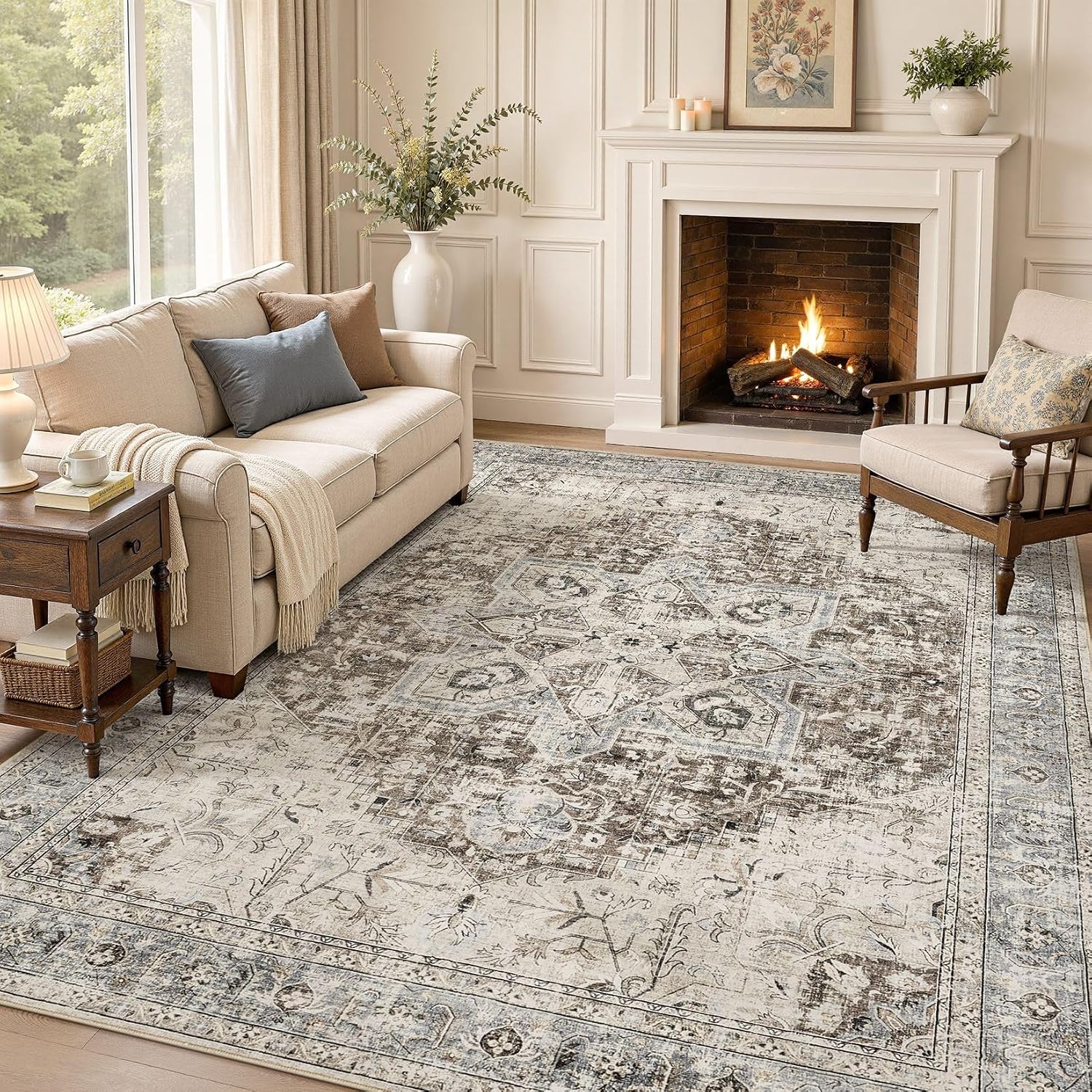 Vintage Oriental Washable Area Rug