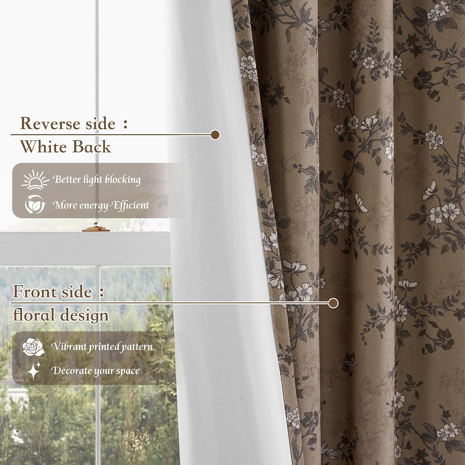 Brown Linen Blackout Curtains