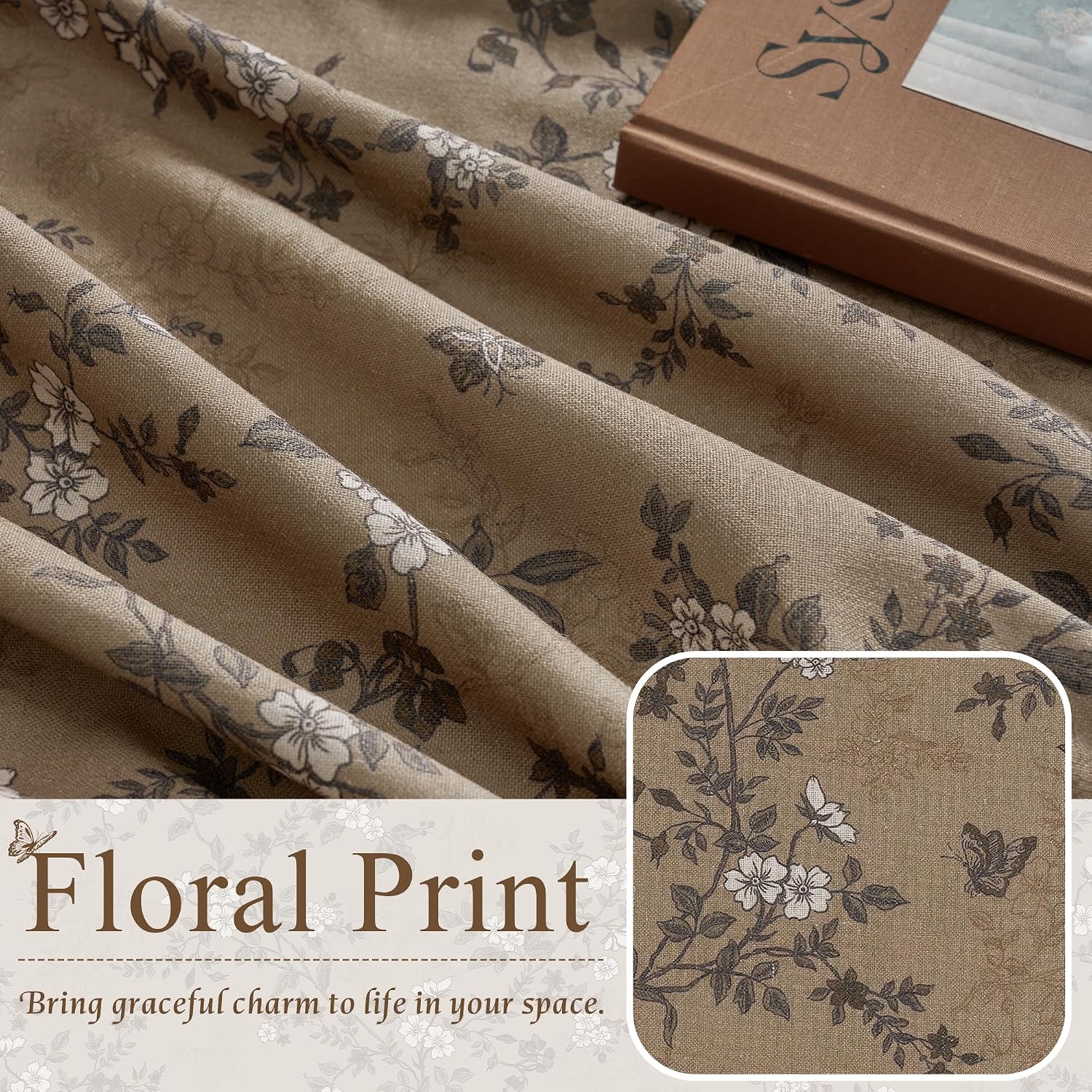 Brown Linen Blackout Curtains