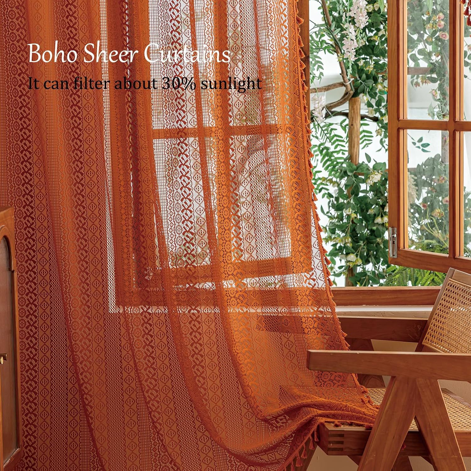 Home Terracotta Boho Lace Curtains
