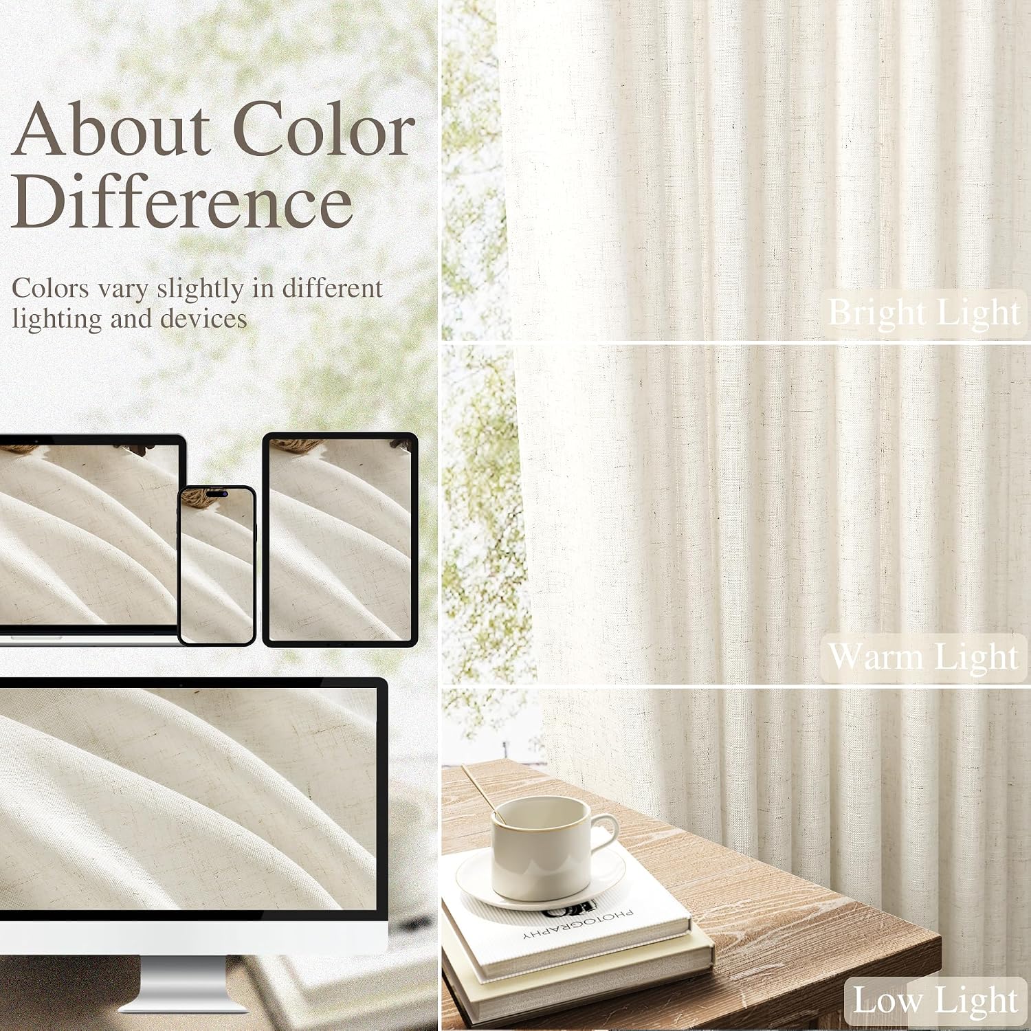 Ivory Linen Back Tab Curtains