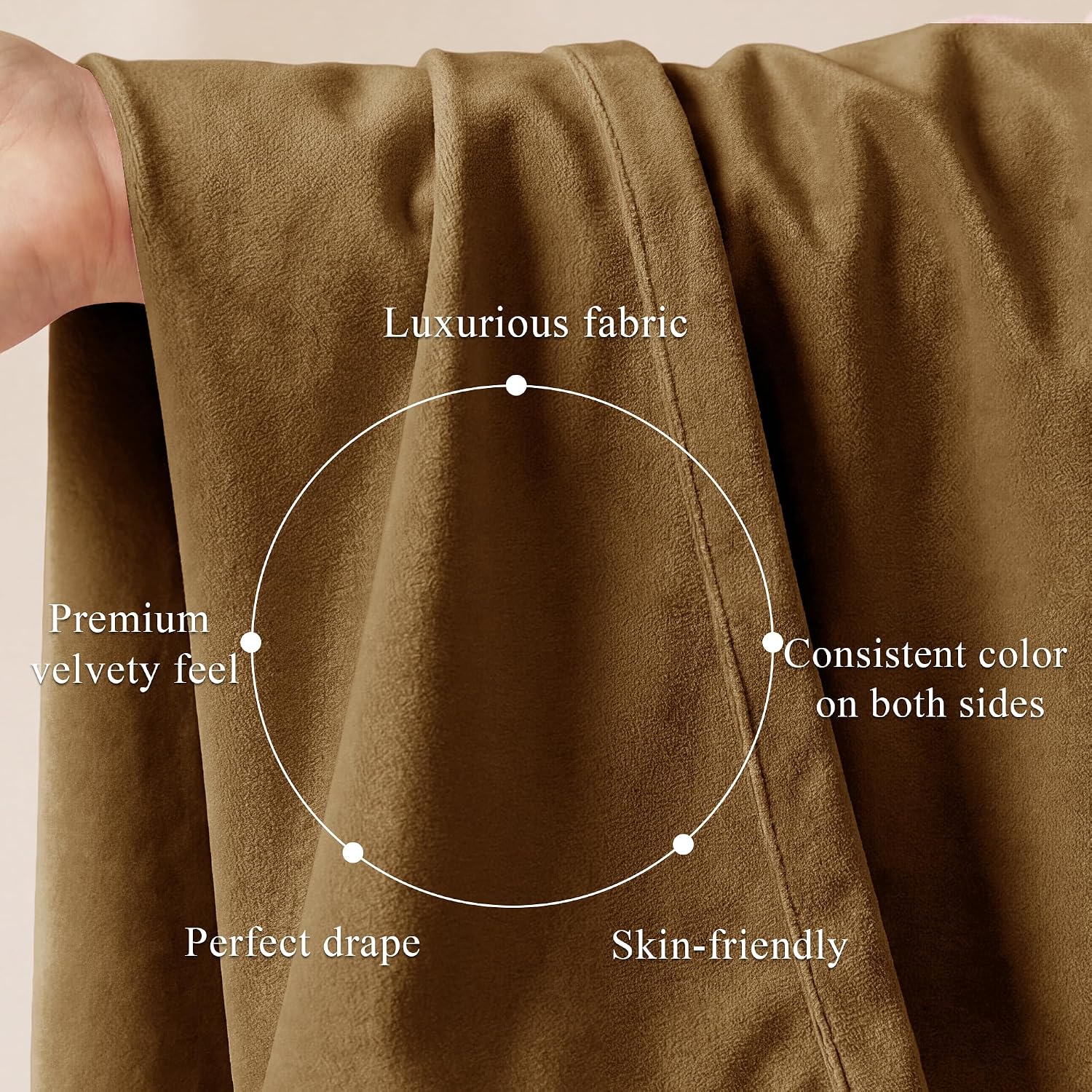 Gold Brown Velvet Blackout Curtains