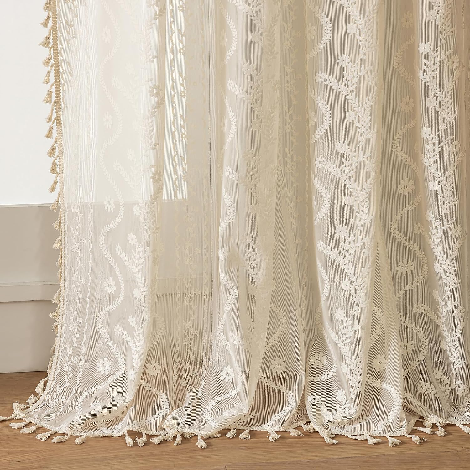 Beige Boho Lace Curtains
